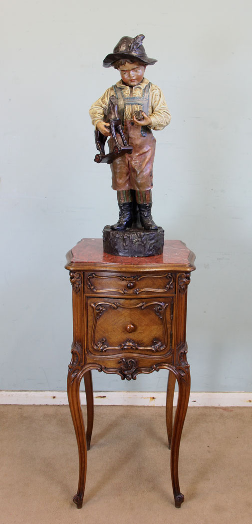 Antique Walnut Stand, Antique Marble Top Bedside Cabinet / Stand