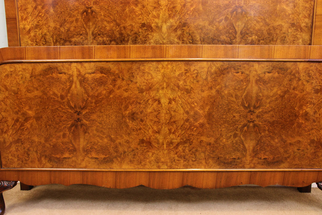 Quality Antique Burr Walnut Double Bed, Antique Burr Walnut Double Bed