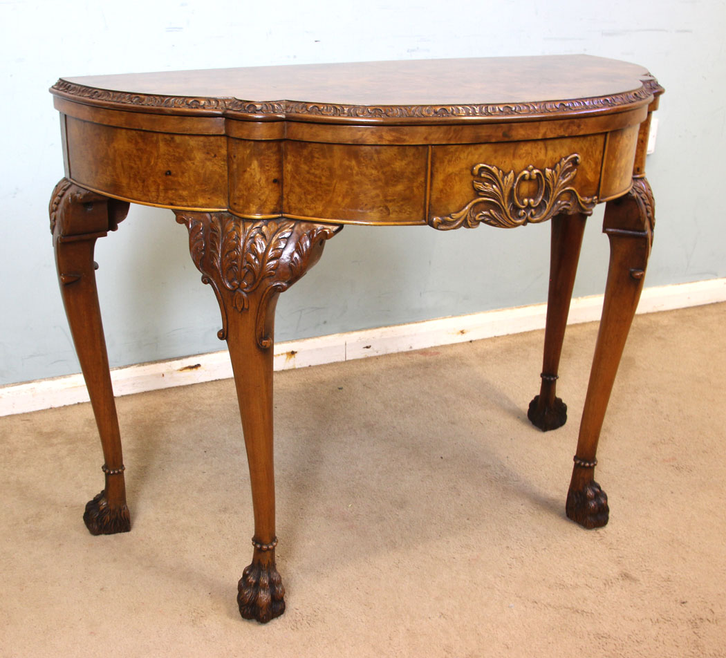 Queen anne Style Antique Burr Walnut Card Table, Antique Burr Walnut Queen Anne Style Card Table