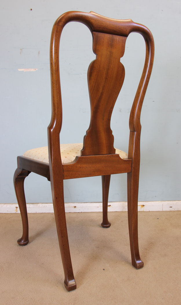 Set Antique Walnut Dining Chairs, Set of Four Walnut Queen Anne Style Dining Chairs