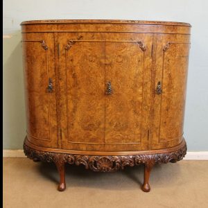 Antique Shaped Burr Walnut Side Cabinet