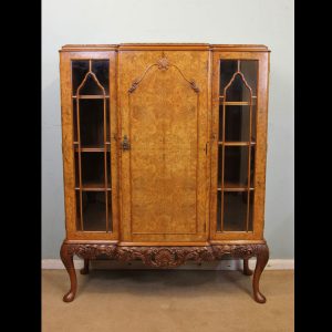 Burr Walnut Bookcase Display Cabinet