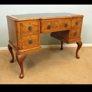 Antique Burr Walnut Knee Hole Writing Desk