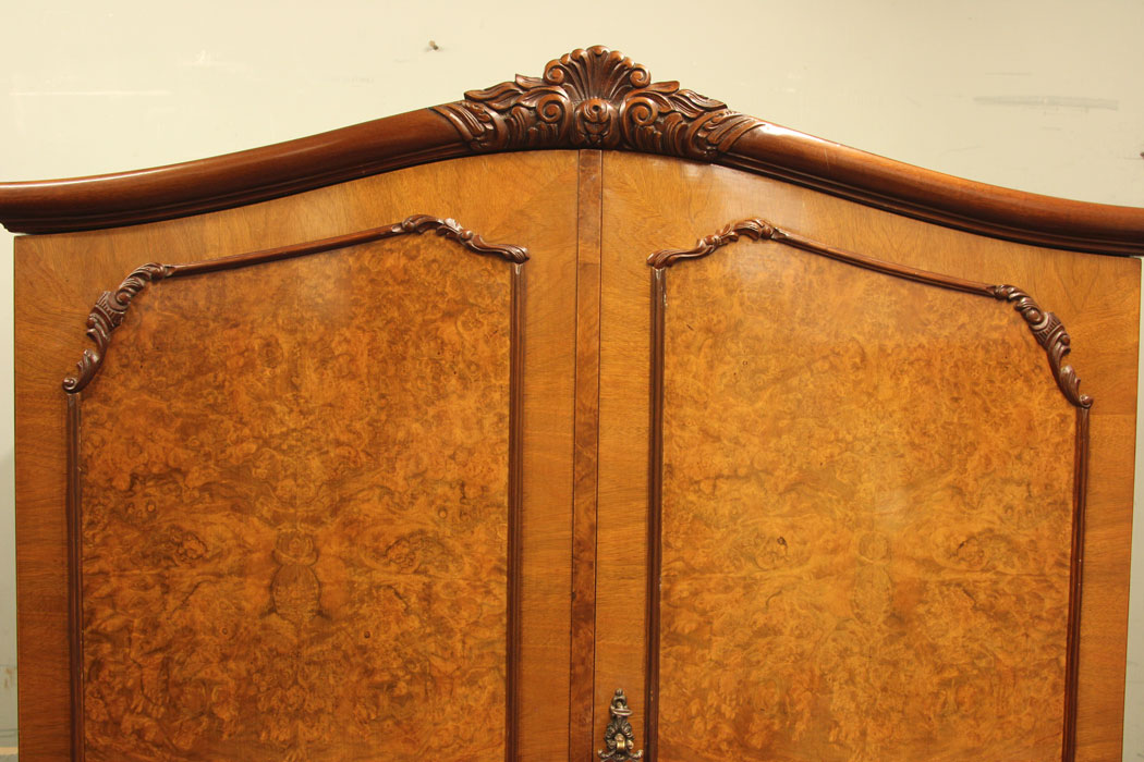 Antique Burr Walnut Hanging Wardrobe, Antique Burr Walnut Double Wardrobe,
