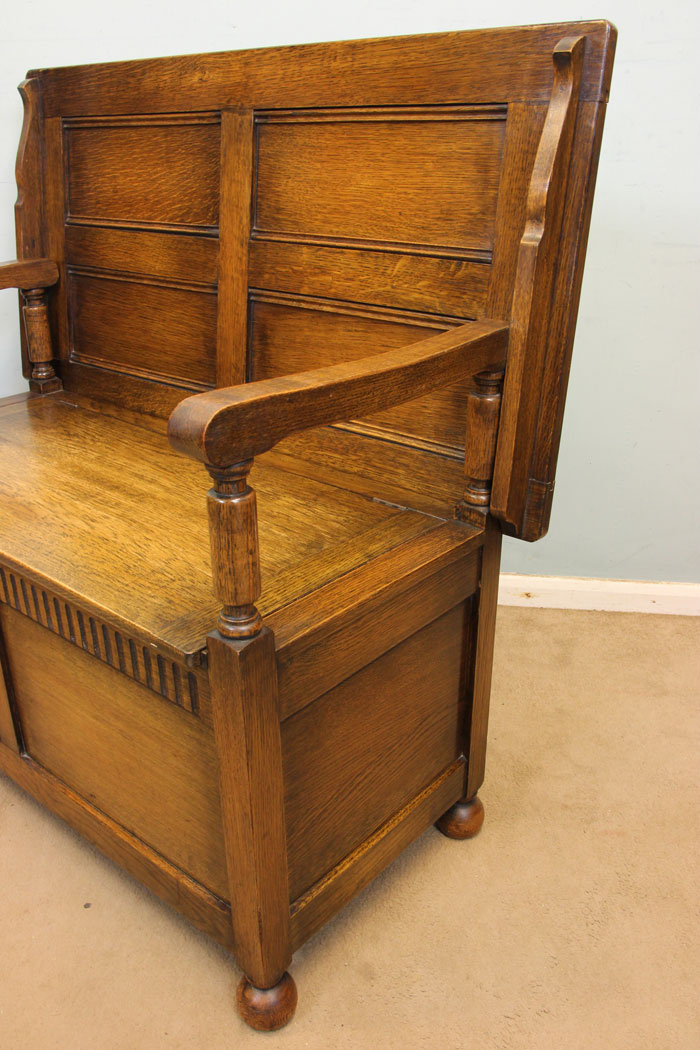 Antique Monks Bench, London, Antique Oak Monks Bench