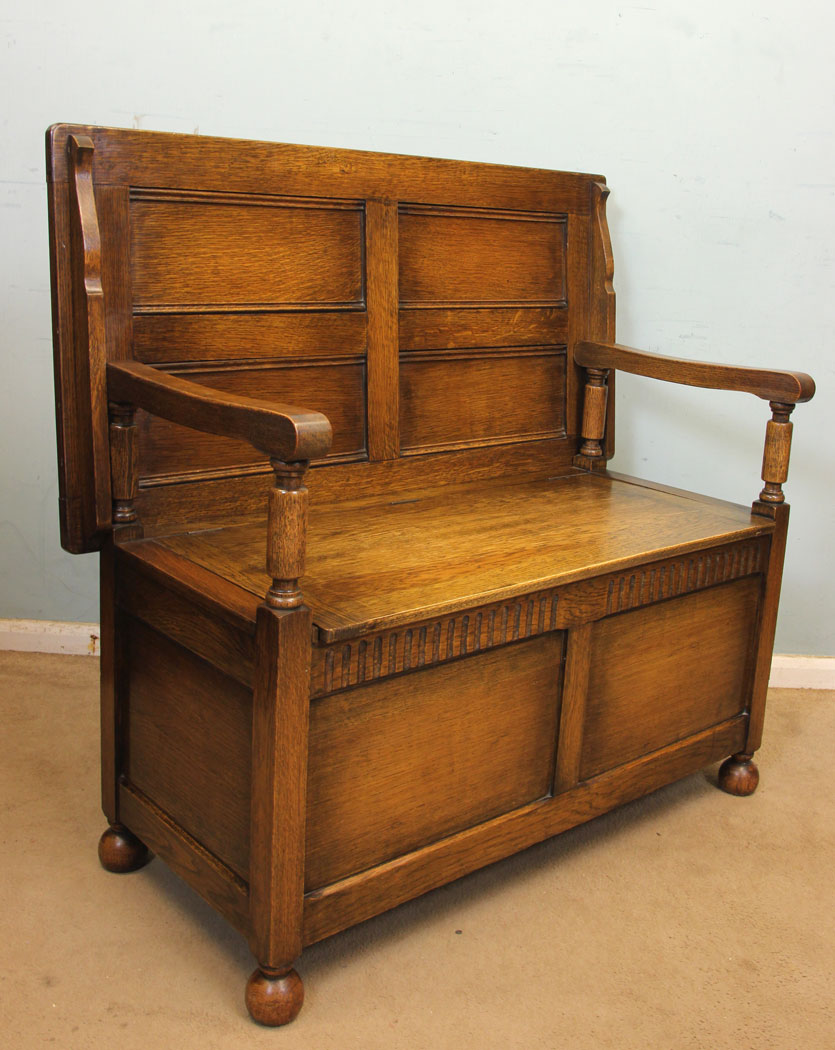 Antique Oak Monks Bench, Antique Oak Monks Bench