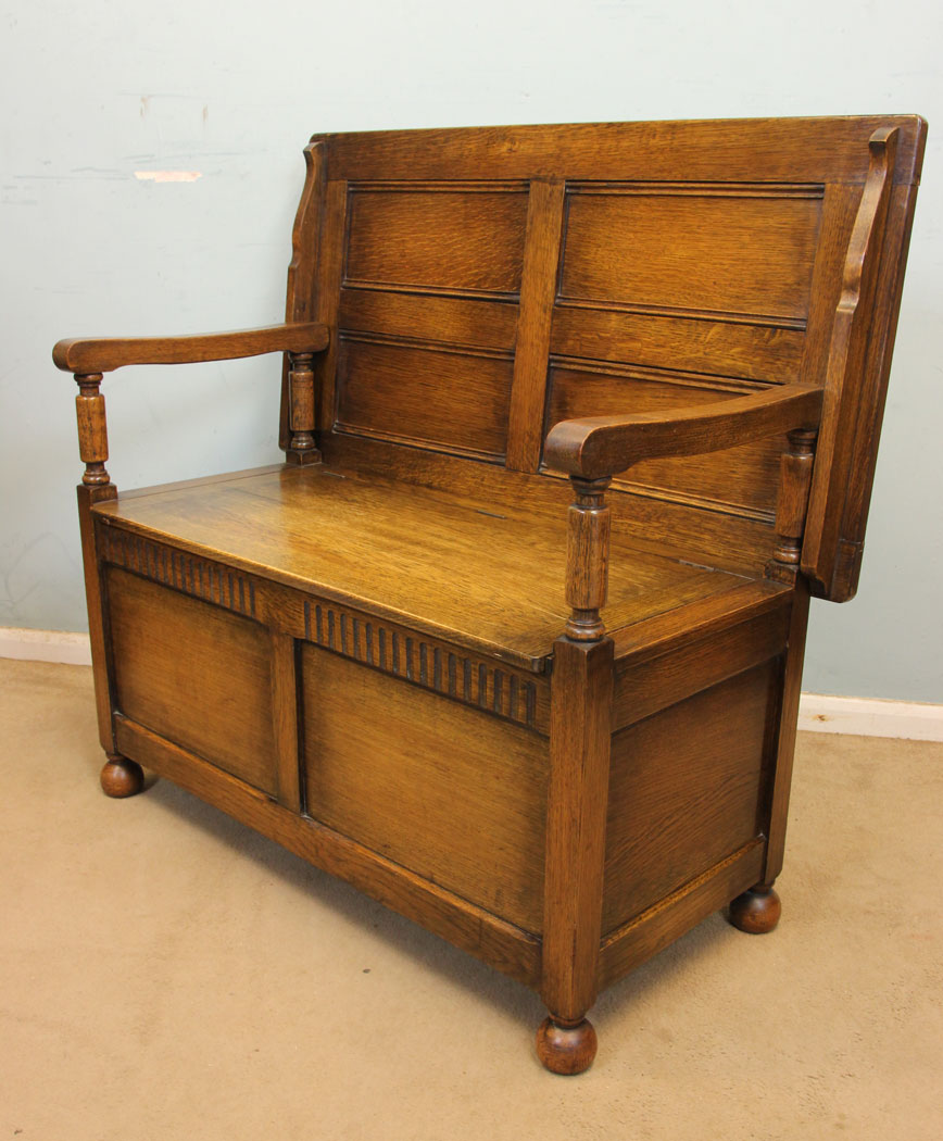 Antique Oak Monks Bench, Settle, Antique Oak Monks Bench