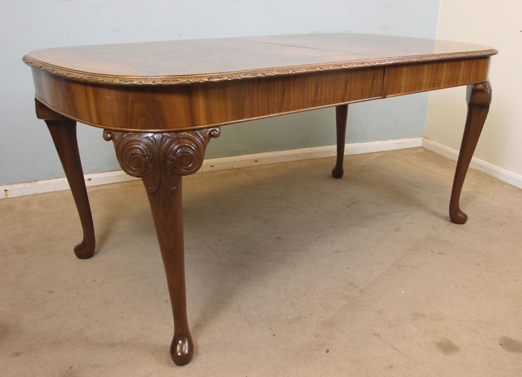 Queen Anne Style Walnut Dining Table, .