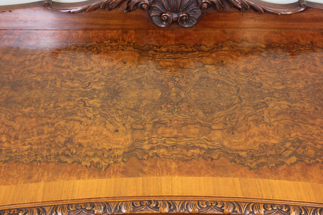 Queen Anne Style Walnut Sideboard Server London, Antique Burr Walnut Queen Anne Style Server Sideboard