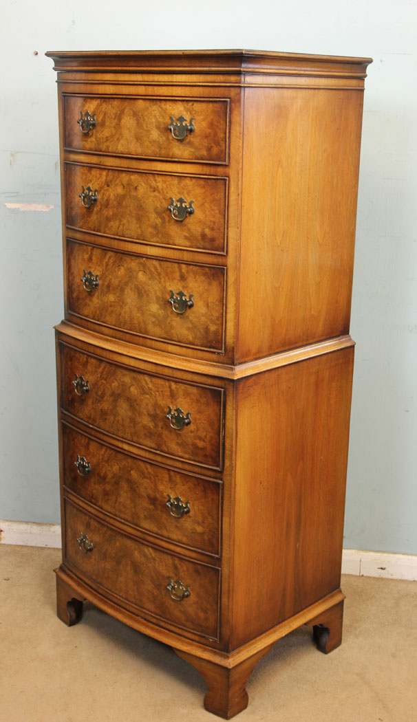 Small Antique Chest on Chest, Antique Burr Walnut Chest on Chest