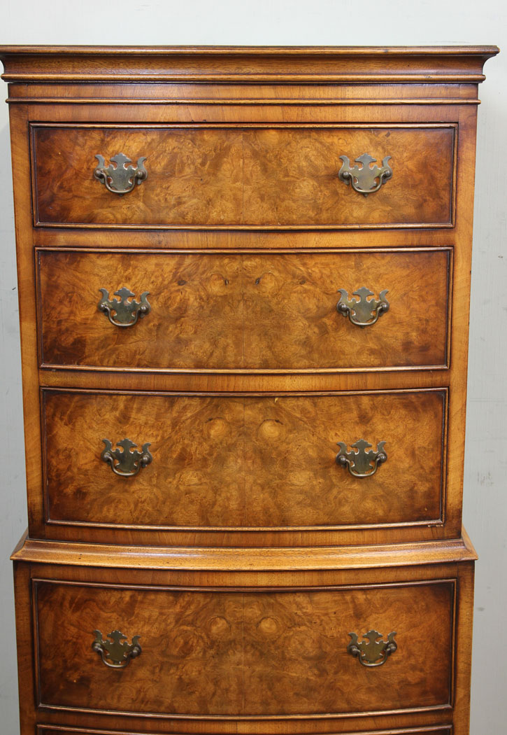 Small Antique Chest on Chest, London, Antique Burr Walnut Chest on Chest