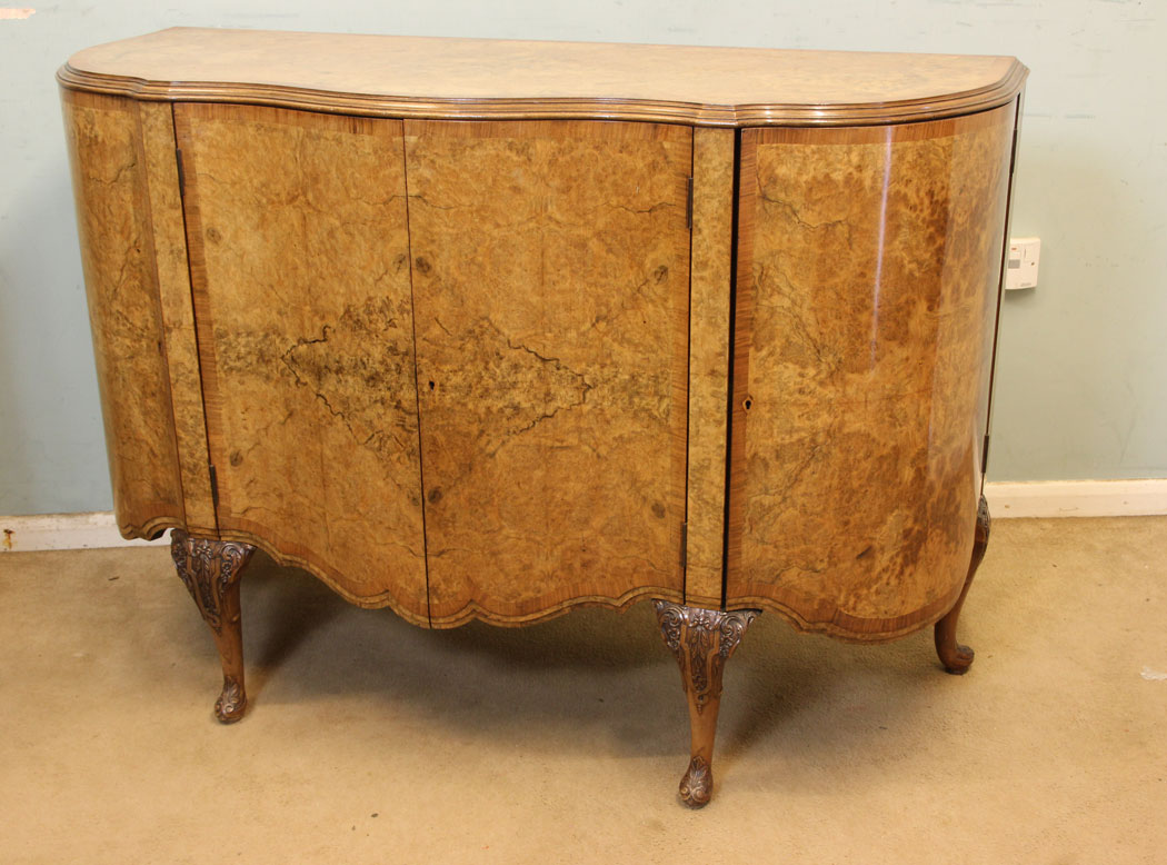 Antique Burr Walnut Sideboard, Antique Burr Walnut Sideboard Drinks Cabinet
