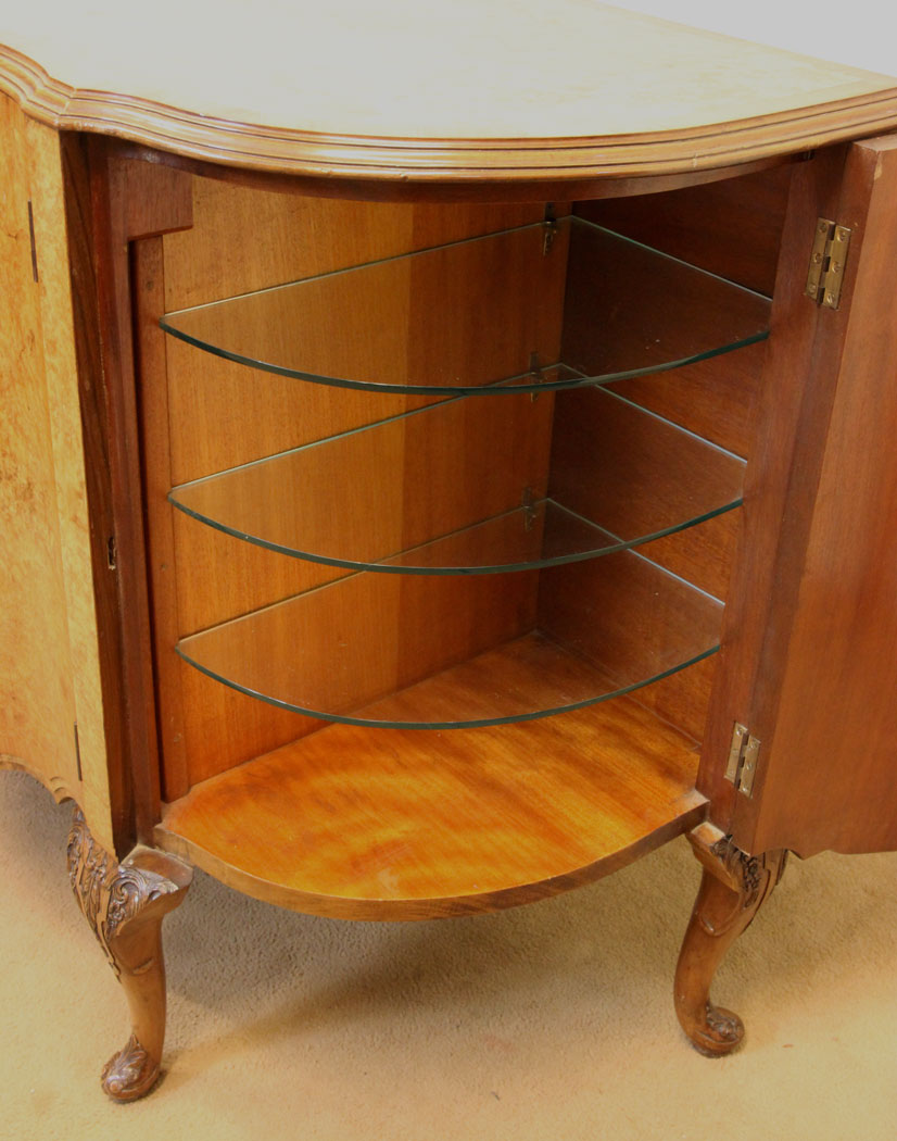 Antique Burr Walnut Sideboard Drinks Cabinet, Antique Burr Walnut Sideboard Drinks Cabinet