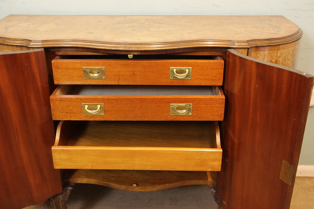 Antique Sideboard Drinks Cabinet, Antique Burr Walnut Sideboard Drinks Cabinet
