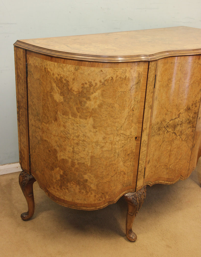 Antique Walnut Sideboard Drinks Cabinet London, Antique Burr Walnut Sideboard Drinks Cabinet