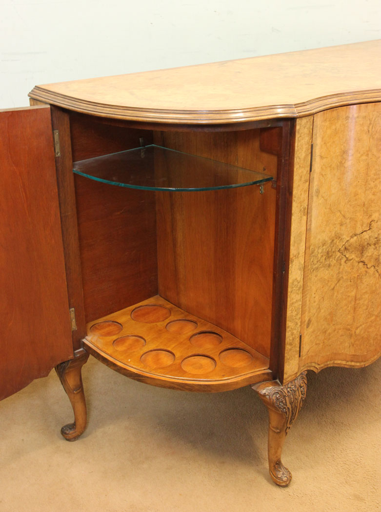 Antique Walnut Sideboard Drinks Cabinet London, (2) Antique Burr Walnut Sideboard Drinks Cabinet
