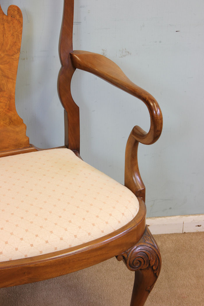 Set 8 Antique Dining Chairs, Norfolk, Set of Eight Antique Queen Anne Style Walnut Dining Chairs