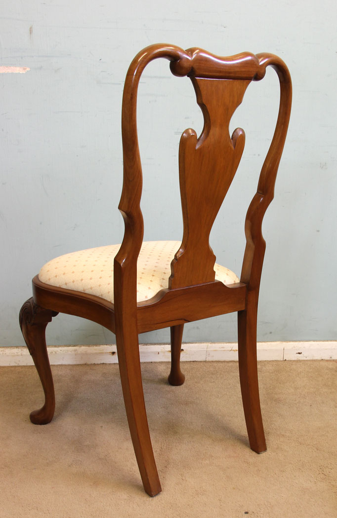 Set Eight Antique Burr Walnut Dining Chairs, London, Set of Eight Antique Queen Anne Style Walnut Dining Chairs