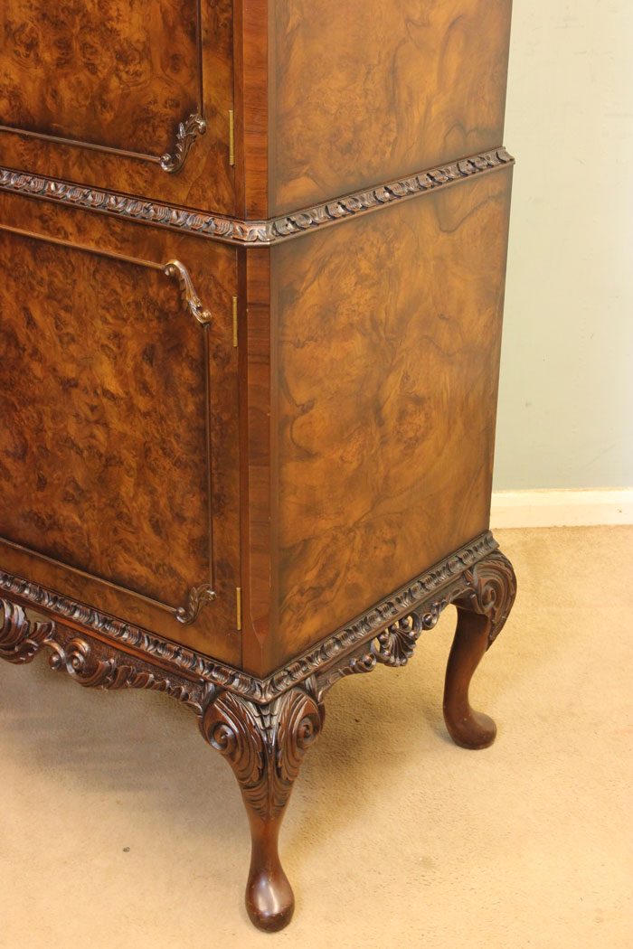 Vintage Walnut Cocktail cabinet London, Burr Walnut Cocktail Cabinet