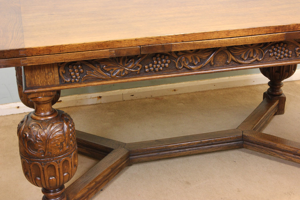 Antique Large Extending Refectory Drawleaf Table, Large Oak Refectory Draw Leaf Dining Table