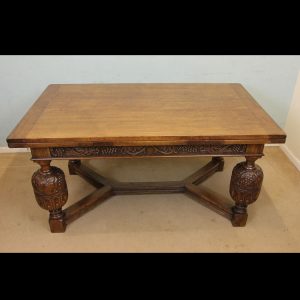 Large Oak Refectory Draw Leaf Dining Table
