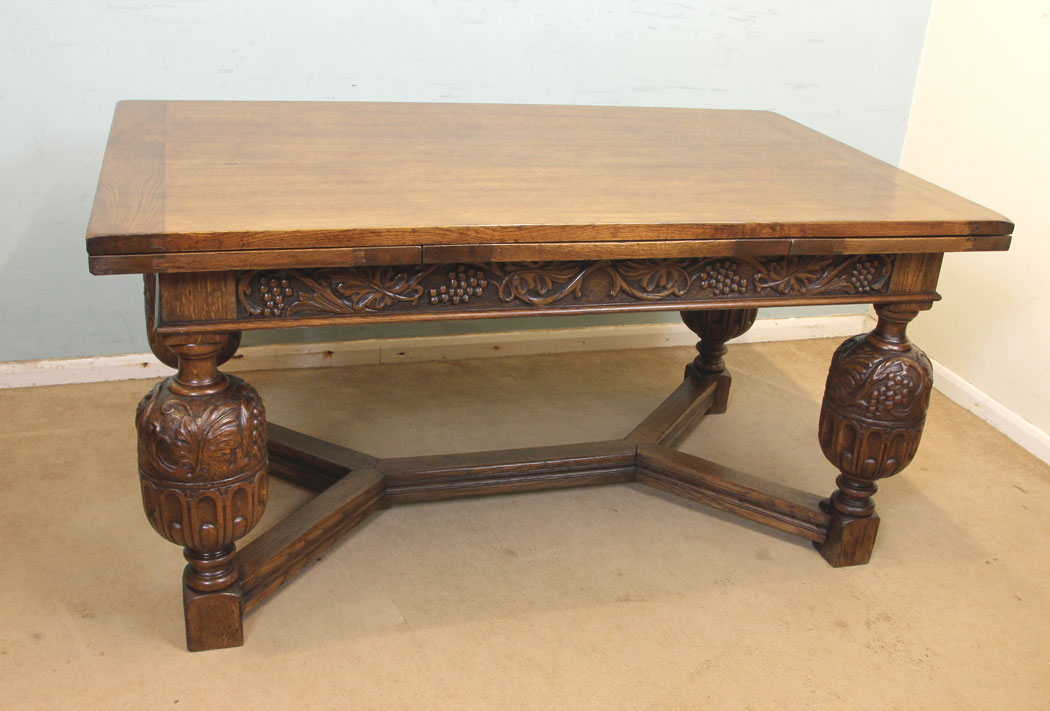 Antique Large Refectory Drawleaf Table, Lincolnshire, Large Oak Refectory Draw Leaf Dining Table