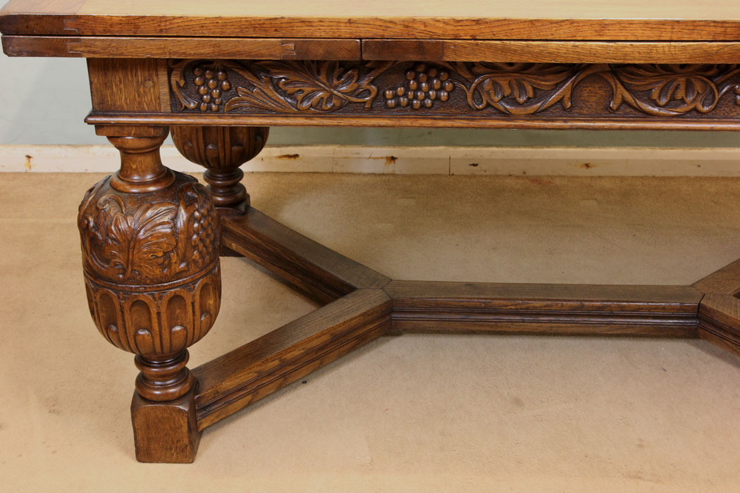 Antique Large Refectory Drawleaf Table, London, Large Oak Refectory Draw Leaf Dining Table