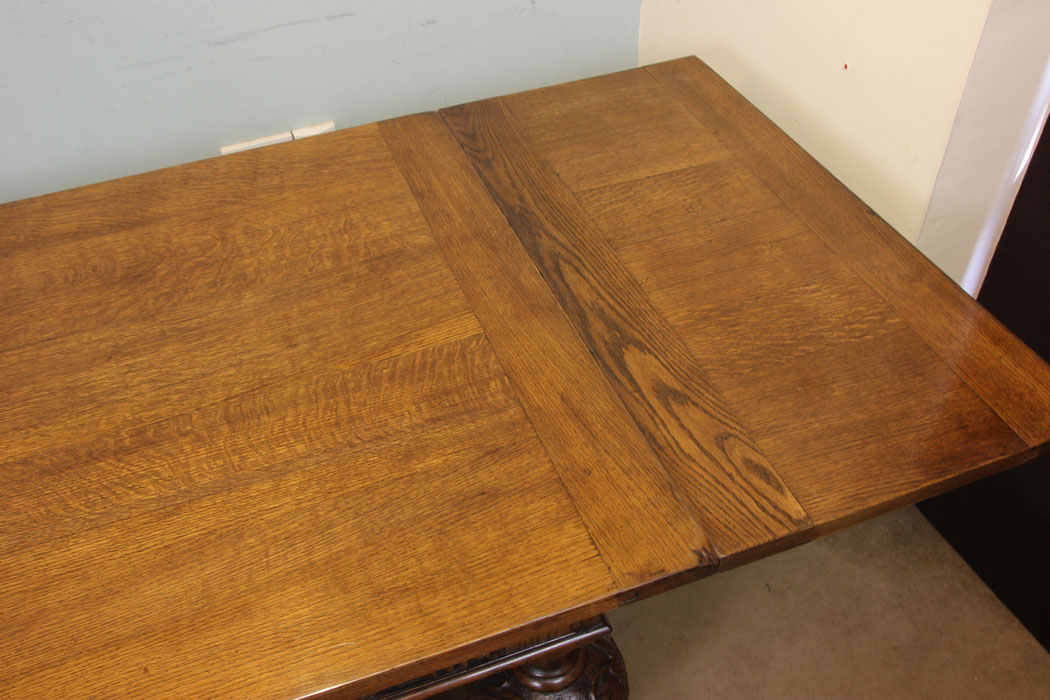 Antique Large Refectory Farmhouse Drawleaf Table, Large Oak Refectory Draw Leaf Dining Table