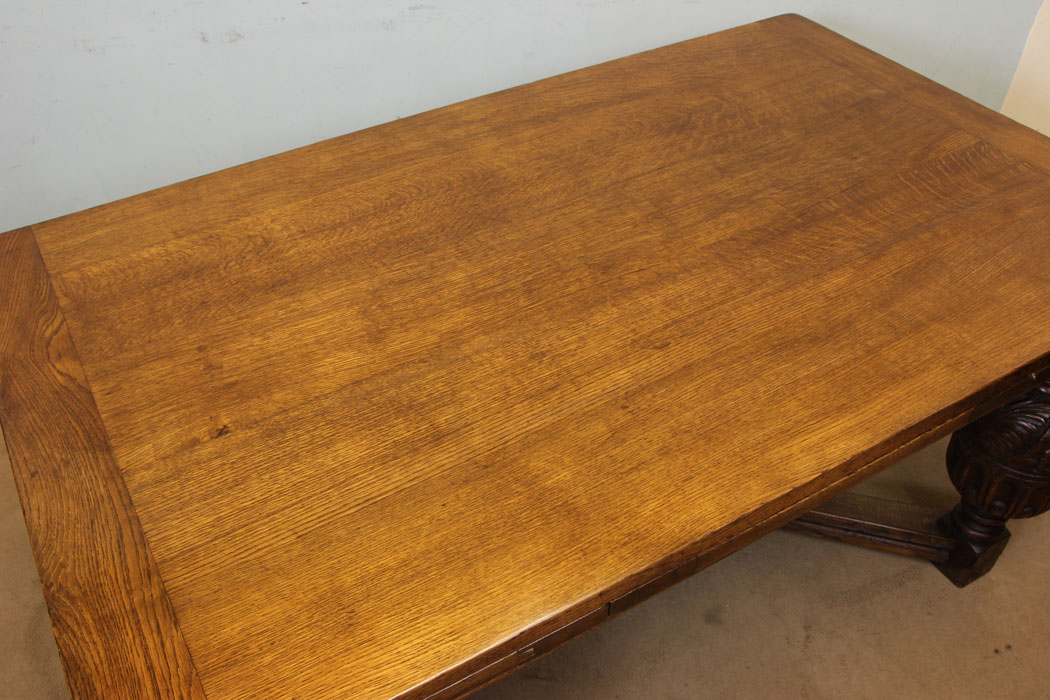 Antique Large Refectory Kitchen Drawleaf Table, Large Oak Refectory Draw Leaf Dining Table