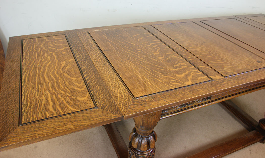 Antique Oak Extending Refectory Table, Antique Large Solid Oak Draw Leaf Refectory Dining Table