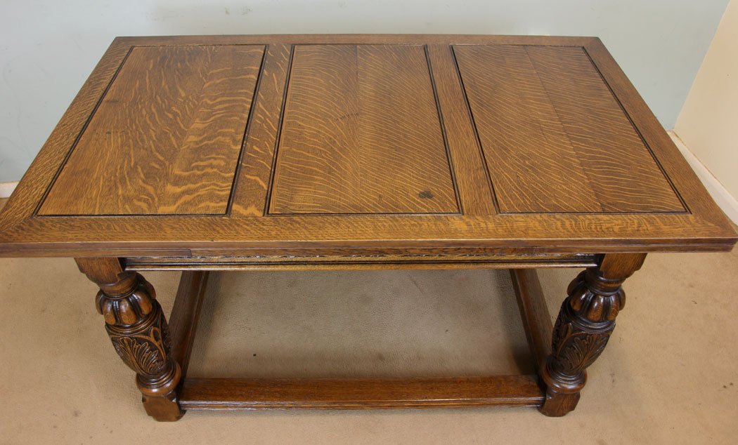 Antique Oak Refectory Kitchen Table, Antique Large Solid Oak Draw Leaf Refectory Dining Table