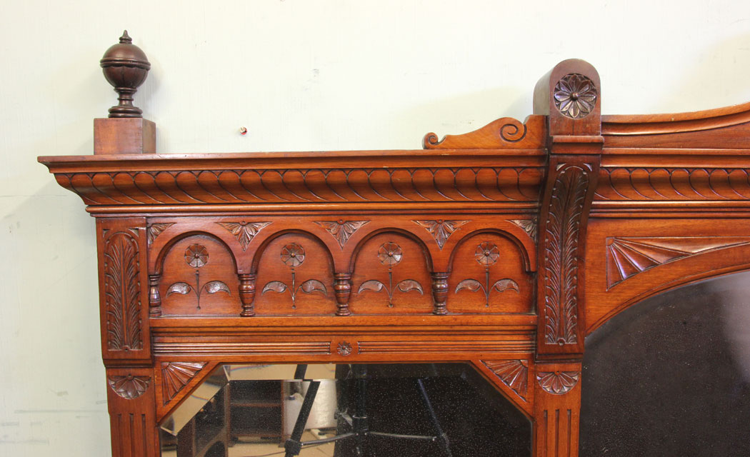 Antique Victorian Hall Mirror, Overmantle, Large Antique Victorian Mahogany Overmantle Wall Mirror