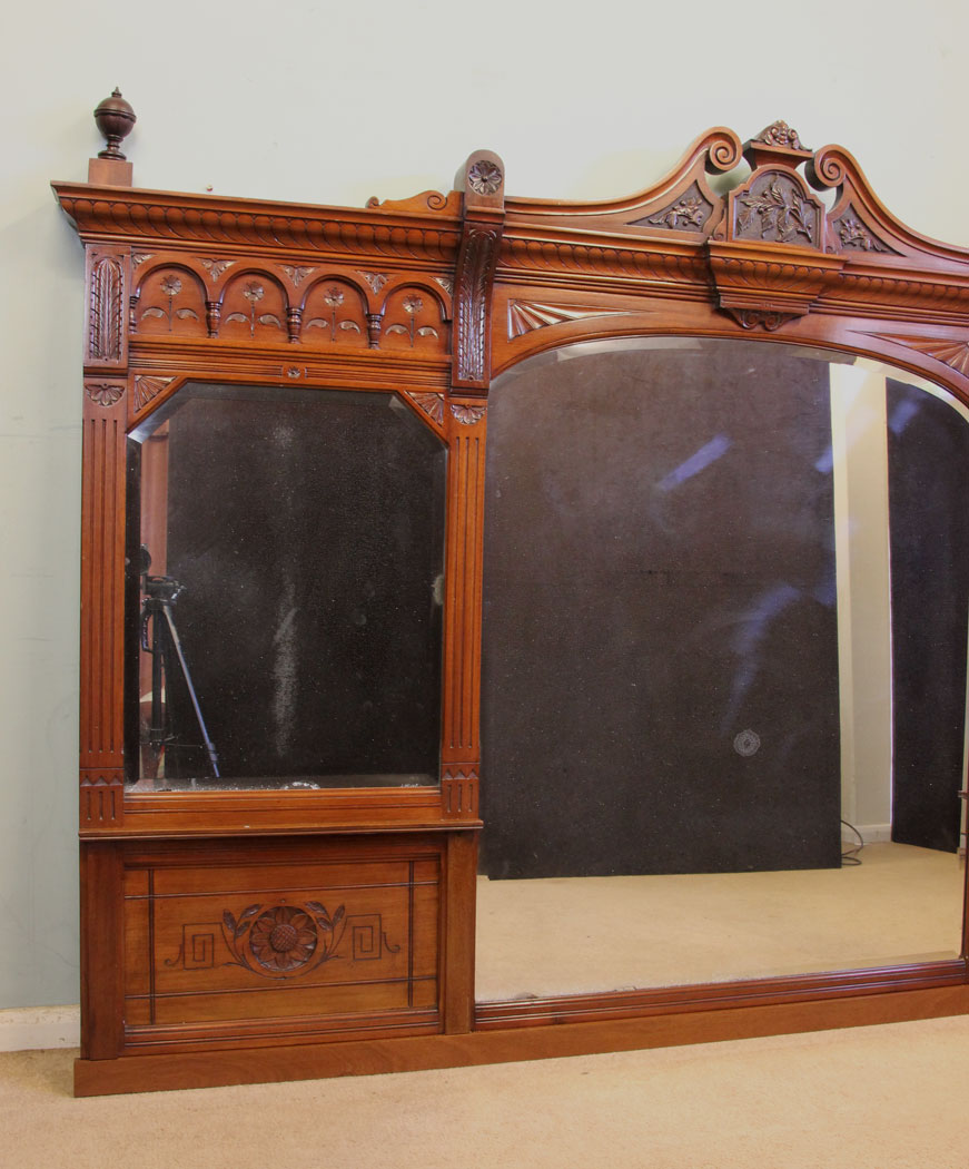 Antique Victorian Mahogany Mirror, Overmantle, Large Antique Victorian Mahogany Overmantle Wall Mirror