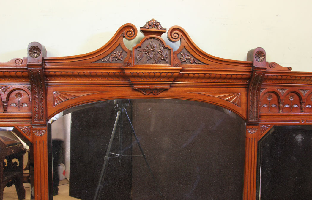 Antique Victorian Mirror Overmantle, Large Antique Victorian Mahogany Overmantle Wall Mirror