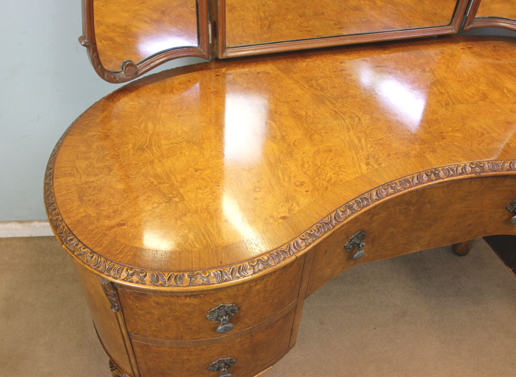 Antique Walnut Dressing Table, Triple Mirrors, The Antique shop, Antique Burr Walnut Triple Mirror Dressing Table
