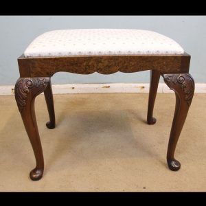 Queen Anne Style Burr Walnut Dressing Table Stool
