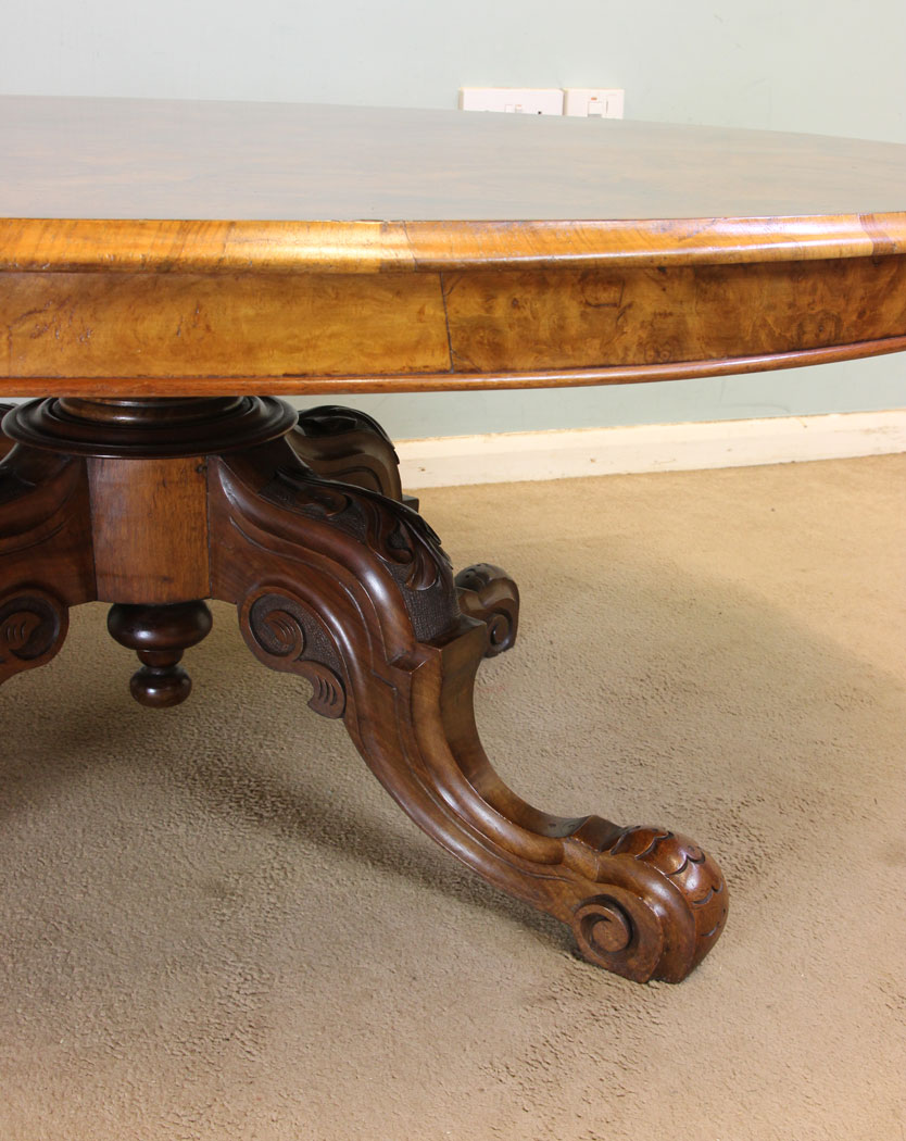 Large Antique Walnut Coffee Table, Antique Victorian Burr Walnut Coffee Table