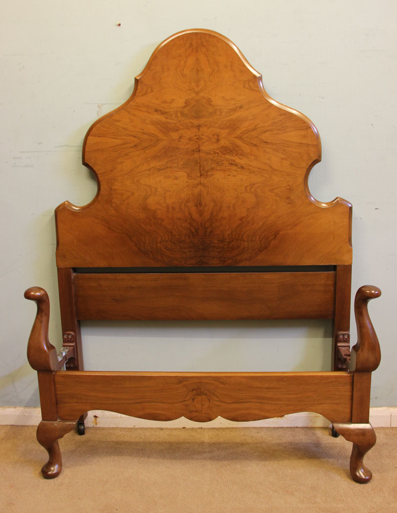 Pair Antique Figured Walnut Single Beds, London, Pair Antique Figured Walnut Single Beds