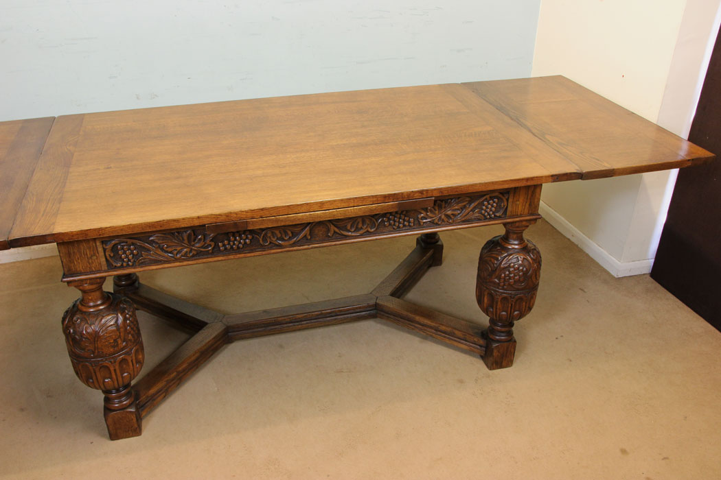 Quality Antique Large Refectory Drawleaf Table, Large Oak Refectory Draw Leaf Dining Table