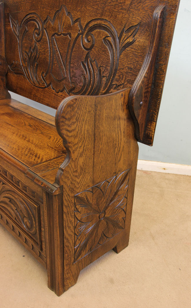 Small Antique Monks Bench, Hall Seat, Antique Oak Monks Bench Hall Seat