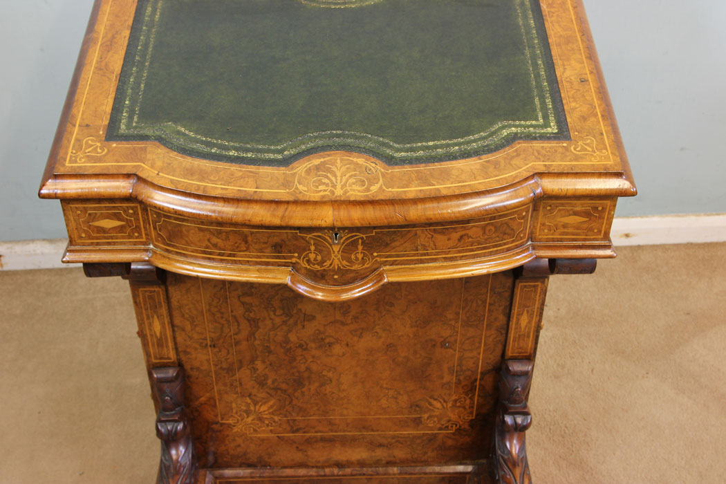 Antique Burr Walnut Davenport Desk, Cambridgeshire, Victorian Inlaid Burr Walnut Davenport Writing Desk