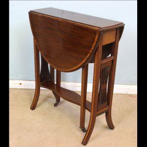 Antique Inlaid Mahogany Drop Leaf Sutherland Occasional Table