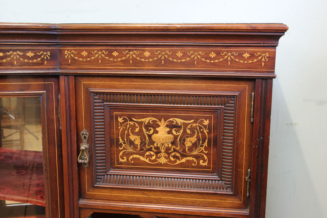 Antique Inlaid Mahogany Sideboard, Antique Mahogany Inlaid Sideboard Display Cabinet