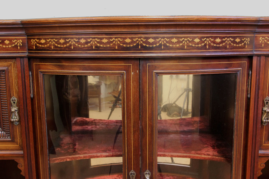 Antique Inlaid Mahogany Sideboard, Cabinet, Antique Mahogany Inlaid Sideboard Display Cabinet