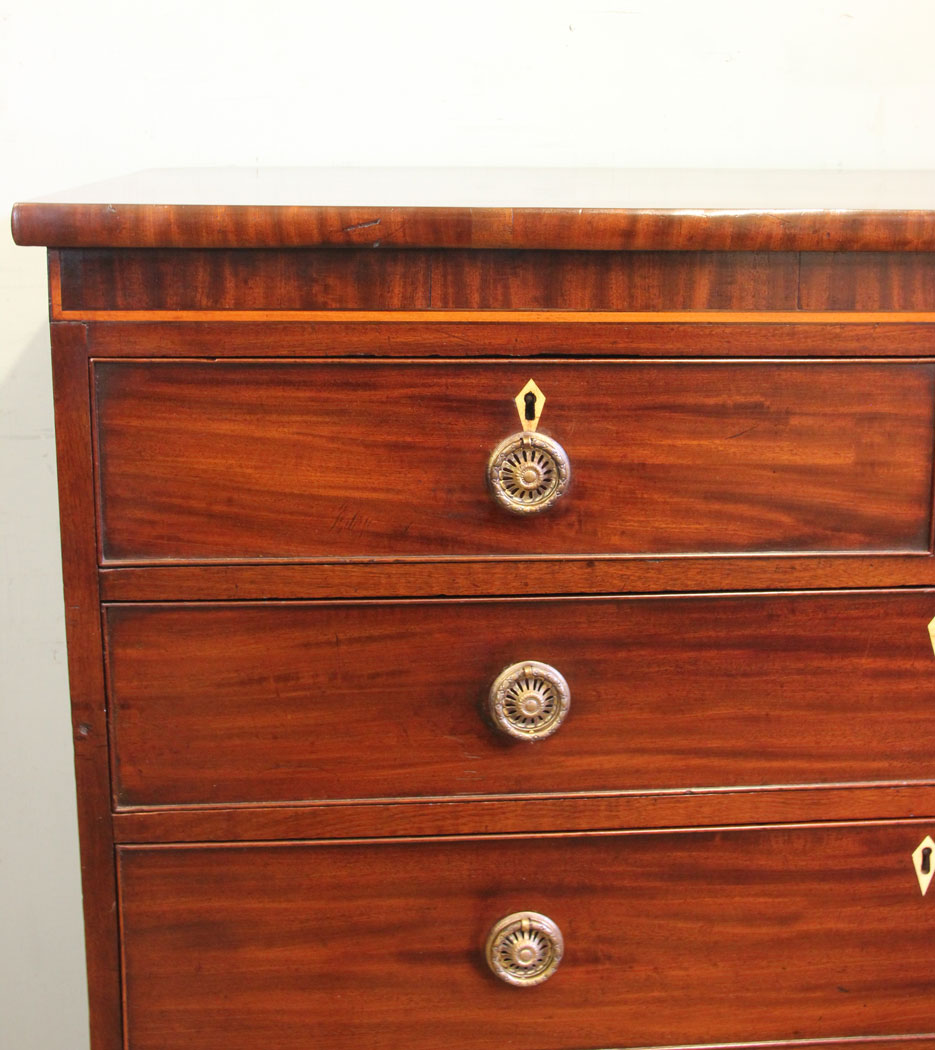 Antique Mahogany Inlaid Chest of Drawers, Antique Victorian Mahogany Chest of Drawers.