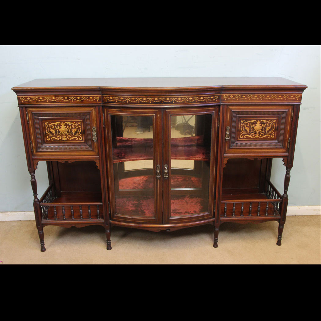 Antique Mahogany Sideboard, Antique Mahogany Inlaid Sideboard Display Cabinet