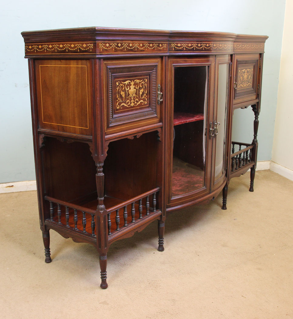 Antique Mahogany Sideboard Cabinet, Antique Mahogany Inlaid Sideboard Display Cabinet