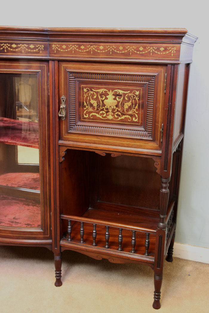Antique Mahogany Sideboard, Cabinet, Antique Mahogany Inlaid Sideboard Display Cabinet