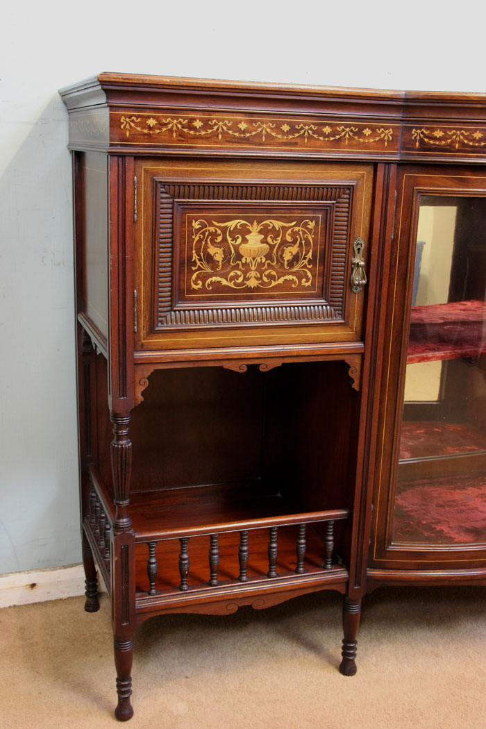 Antique Mahogany Sideboard, Display Cabinet, Antique Mahogany Inlaid Sideboard Display Cabinet
