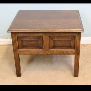Antique Oak Low Coffee Table Sewing Box / Stool.